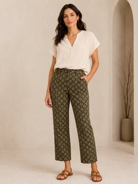 Harold's Green Jacquard Floral Dress Pants Size 12 Made in USA